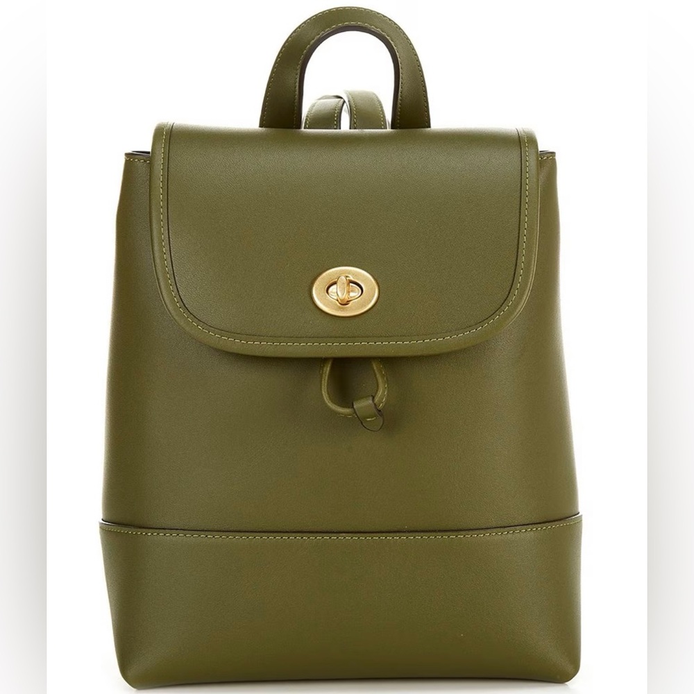 Coach Glovetanned Leather Turnlock Backpack- Olive
